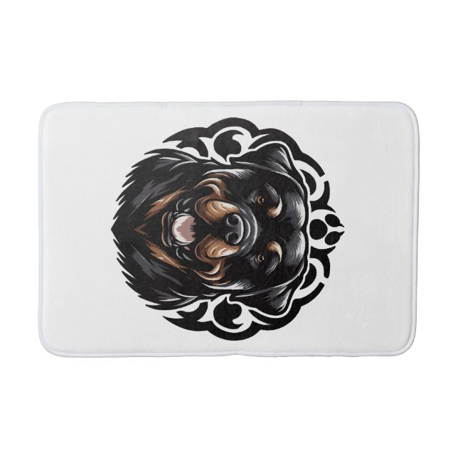 Rottweiler Dog Face Bath Mat (Front)