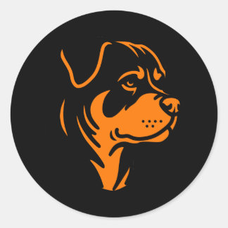 Rottweiler Dog Face – Bold Line Art Classic Round Sticker