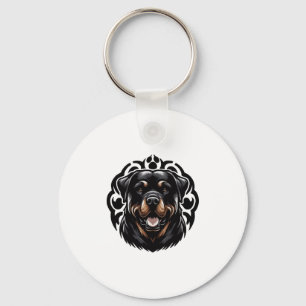 Rottweiler Dog Face Key Ring