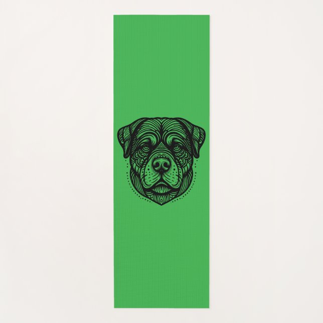Rottweiler Dog Face Line Art Yoga Mat (Front)
