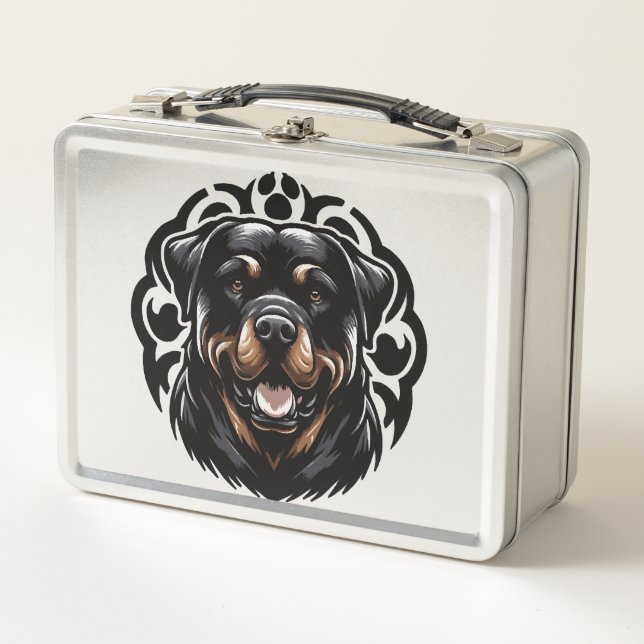 Rottweiler Dog Face Metal Lunch Box (Front)