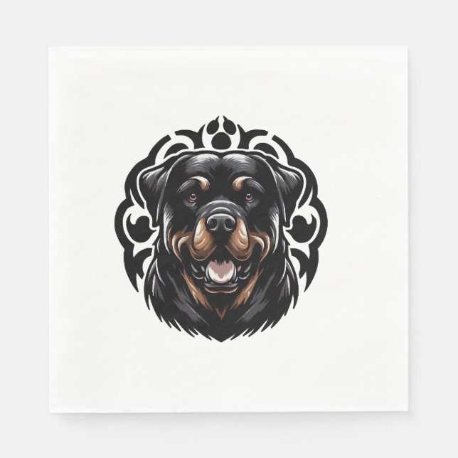 Rottweiler Dog Face Napkin (Front)