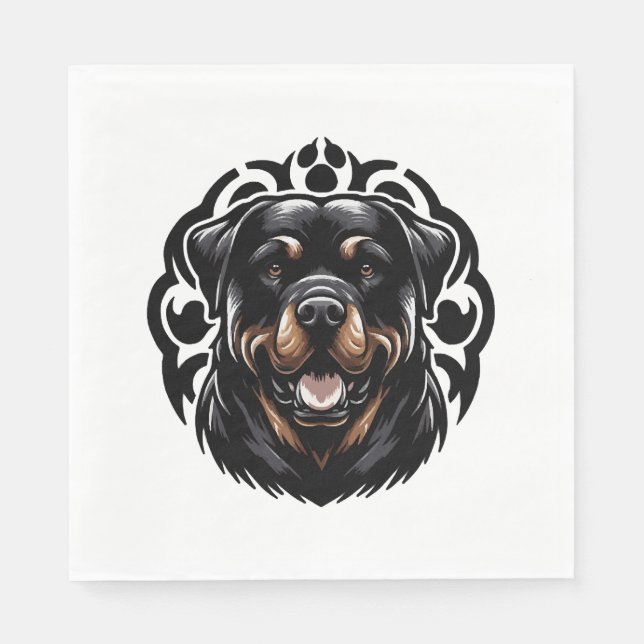 Rottweiler Dog Face Napkin (Front)