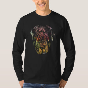 Rottweiler Dog Face Portrait Painting Dog Rottweil T-Shirt