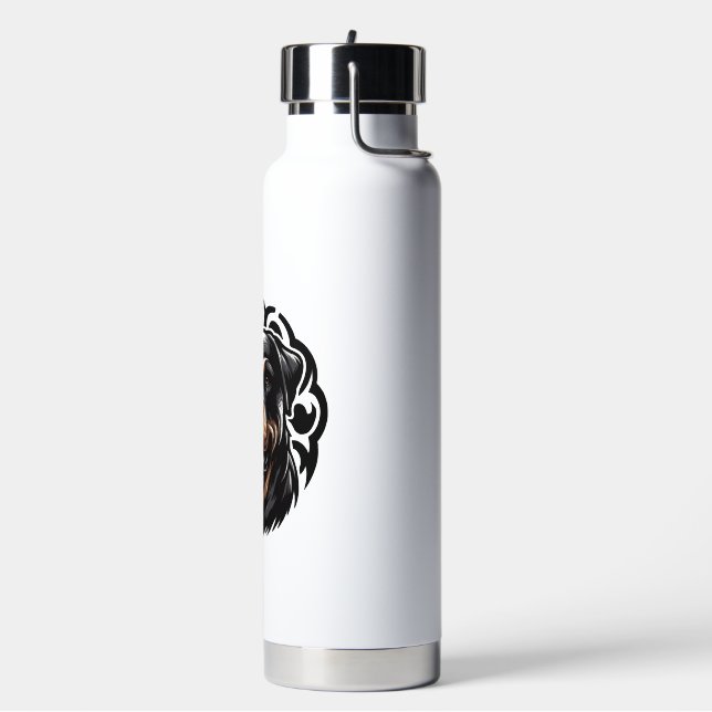 Rottweiler Dog Face Water Bottle (Left)