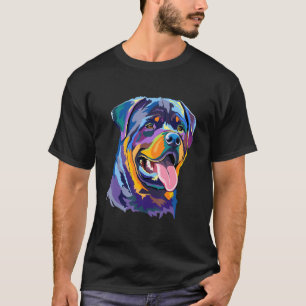 Rottweiler Dog Face Watercolor Colorful Pop Art Ha T-Shirt