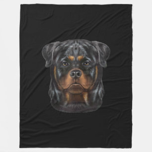 Rottweiler Dog Face Zip Hoodie Fleece Blanket