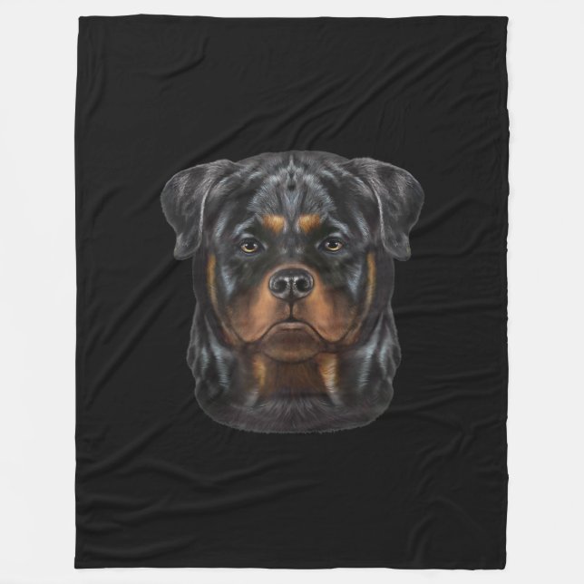Rottweiler Dog Face Zip Hoodie Fleece Blanket (Front)