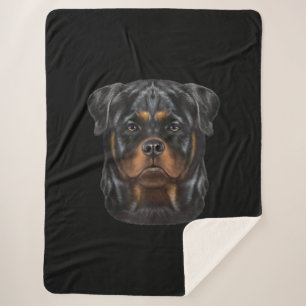 Rottweiler Dog Face Zip Hoodie Sherpa Blanket
