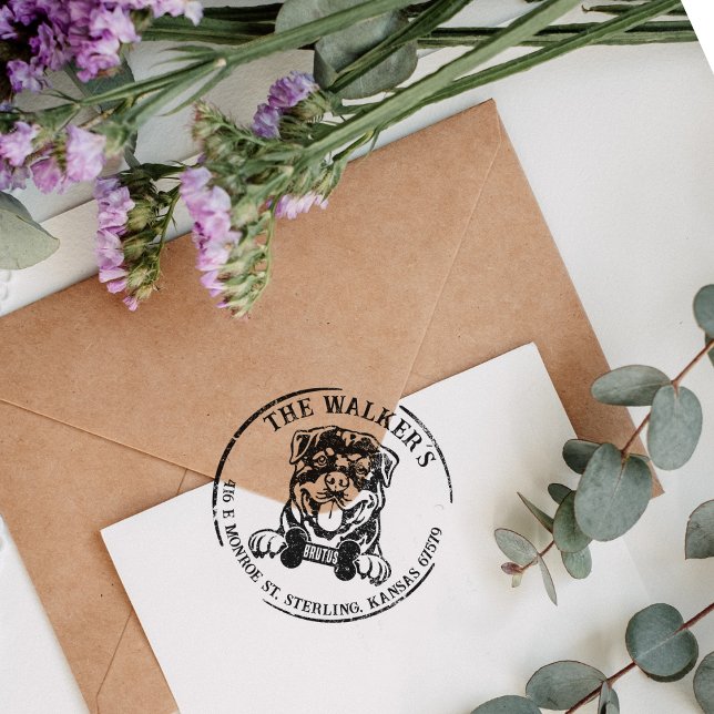 Rottweiler Dog Family Return Address   Rubber Stamp (Creator Uploaded)