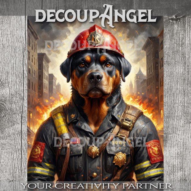 Rottweiler Dog Firefighter - Decoupage - Tissue Paper (Creator Uploaded)