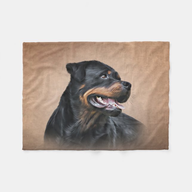 Rottweiler dog fleece blanket (Front (Horizontal))