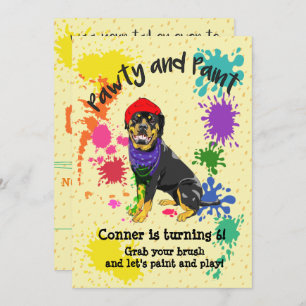 Rottweiler Dog Fun Art Birthday Party Invitation