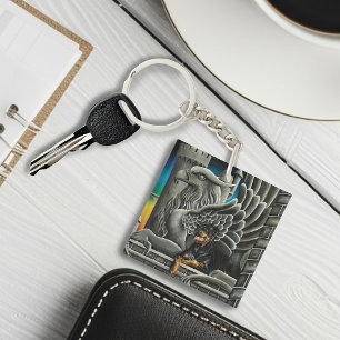 Rottweiler Dog Gargoyle Fantasy Key Ring
