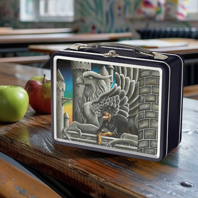Rottweiler Dog Gargoyle Fantasy Metal Lunch Box (Creator Uploaded)