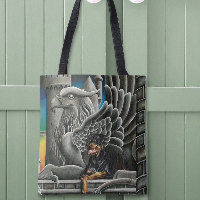 Rottweiler Dog Gargoyle Fantasy Tote Bag (Creator Uploaded)