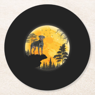 Rottweiler Dog Gifts Ideas Halloween Pumpkin Round Paper Coaster