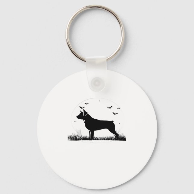 Rottweiler Dog � Halloween Moon Silhouette Oversiz Key Ring (Front)