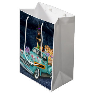 Rottweiler Dog Halloween Truck Scary Night Medium Gift Bag