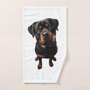 rottweiler dog hand towel