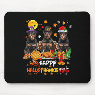 Rottweiler Dog Happy Halloween Thanksgiving Merry  Mouse Pad
