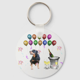 Rottweiler Dog Happy New Year Key Ring