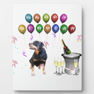 Rottweiler Dog Happy New Year Plaque