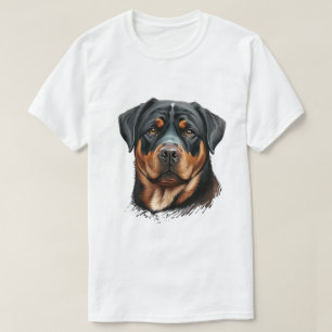 Rottweiler Dog Head Digital Art Illustration T-Shirt