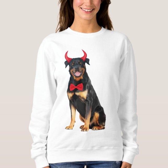 Rottweiler Dog In Halloween Sweatshirt (Front)