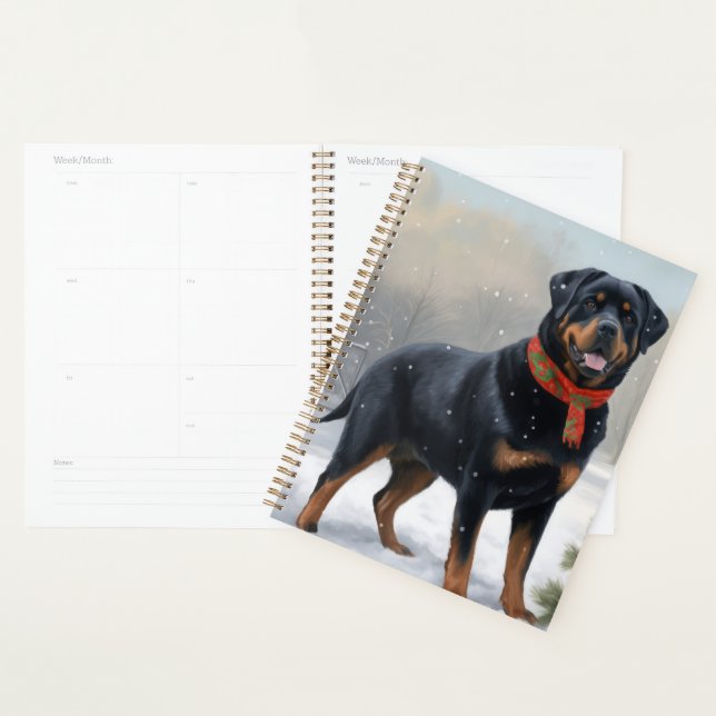 Rottweiler Dog in Snow Christmas Planner (Display)