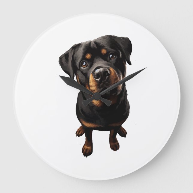 rottweiler dog large clock (Front)