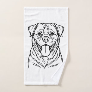 Rottweiler Dog Line Art � minimalist art line Hand Towel