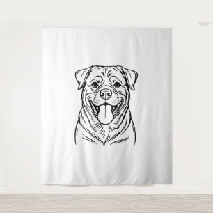 Rottweiler Dog Line Art – minimalist art line Tapestry