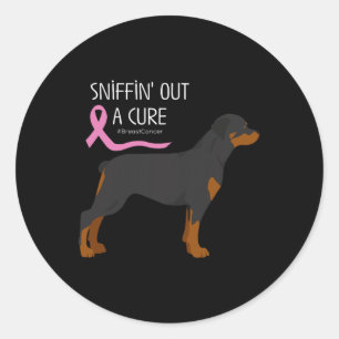 Rottweiler Dog Lover Breast Cancer Awareness Women Classic Round Sticker