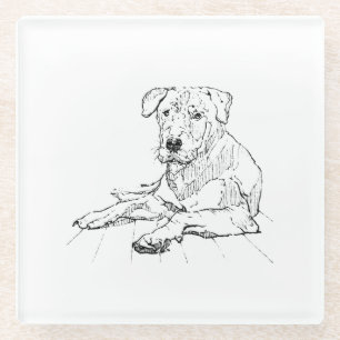 Rottweiler Dog Lover Minimalist Illustration Glass Coaster