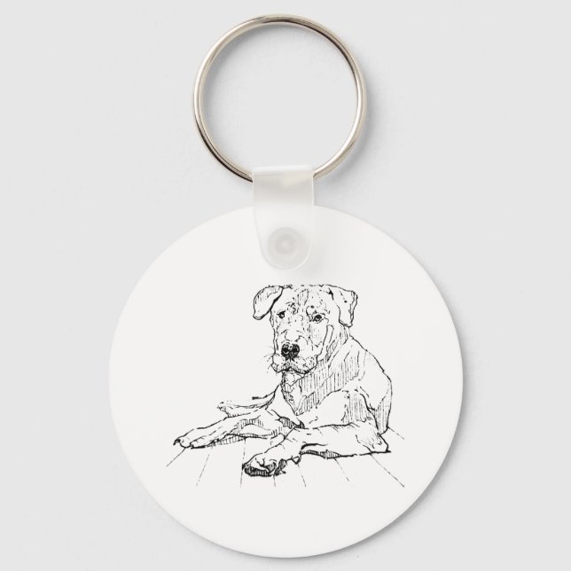 Rottweiler Dog Lover Minimalist Illustration Key Ring (Front)