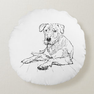 Rottweiler Dog Lover Minimalist Illustration Round Cushion