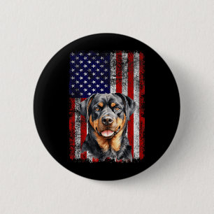 Rottweiler Dog Lover US Flag 4th of July Patriotic 6 Cm Round Badge