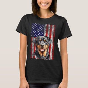 Rottweiler Dog Lover US Flag 4th of July Patriotic T-Shirt