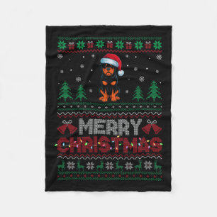 Rottweiler Dog Lovers Santa Hat Christmas Tree Lig Fleece Blanket