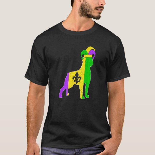 Rottweiler Dog Mardi Gras Carnivals Funny Puppy Je T-Shirt (Front)