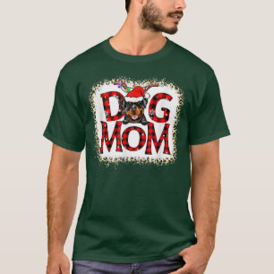 Rottweiler Dog Mom Buffalo Plaid Xmas Pajama Reind T-Shirt