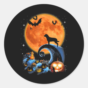 rottweiler dog moon pumpkin halloween costume gift classic round sticker