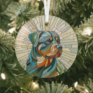 Rottweiler dog - mosaic art glass tree decoration