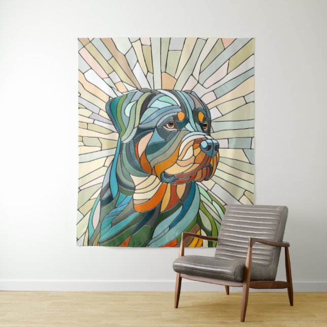 Rottweiler dog - mosaic art tapestry (In Situ)