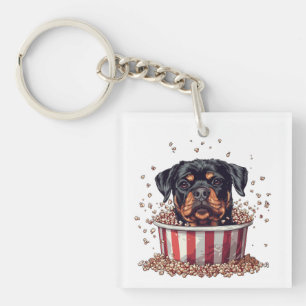 Rottweiler Dog Movie Popcorn Bucket Key Ring
