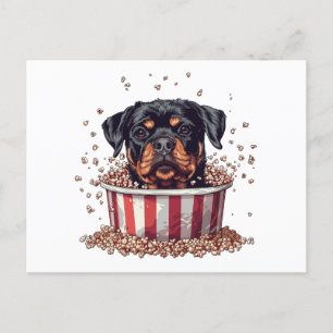 Rottweiler Dog Movie Popcorn Bucket Postcard