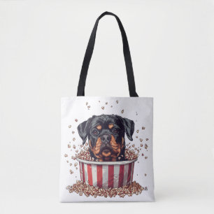 Rottweiler Dog Movie Popcorn Bucket Tote Bag