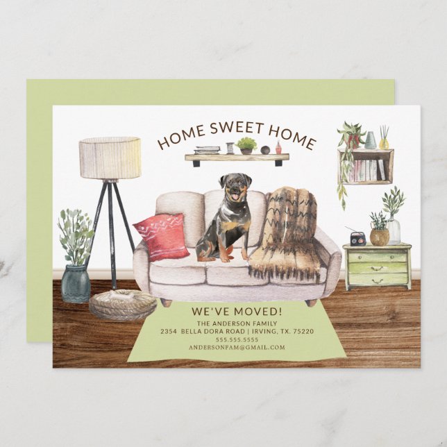 Rottweiler Dog Moving Announcement (Front/Back)