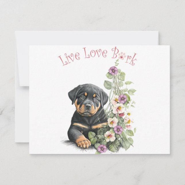 Rottweiler Dog Mum Floral Card (Front)